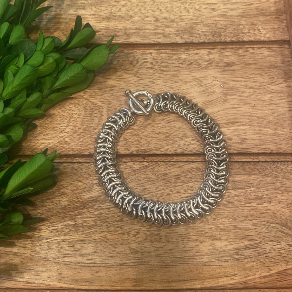 Heavy Suarti BA Sterling Silver 8" Braided Link Chain Toggle Bracelet